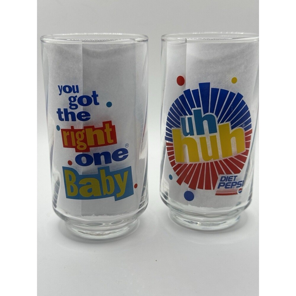 1991 Diet Pepsi You Got The Right One Baby Uh Huh Ray Charles - 2 Glasses - Picture 2 of 3
